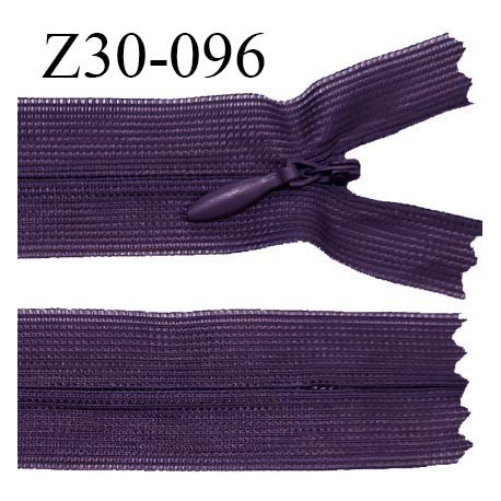 Fermeture zip 30 cm non séparable couleur violet largeur 2.5 cm zip nylon invisible longueur 30 cm largeur 5 mm prix à l'unité