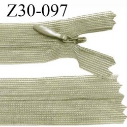 Fermeture zip 30 cm non séparable couleur vert kaki clair largeur 2.5 cm zip nylon invisible prix à l'unité