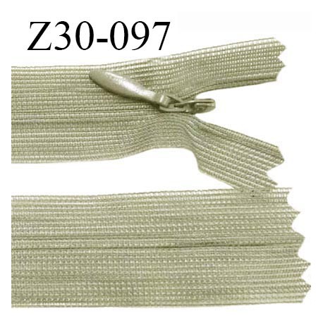 Fermeture zip 30 cm non séparable couleur vert kaki clair largeur 2.5 cm zip nylon invisible prix à l'unité