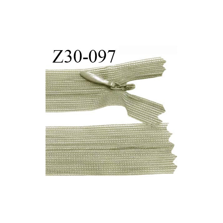 Fermeture zip 30 cm non séparable couleur vert kaki clair largeur 2.5 cm zip nylon invisible prix à l'unité