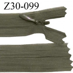 Fermeture zip 30 cm non séparable couleur kaki largeur 2.5 cm zip nylon invisible longueur 30 cm largeur 5 mm prix à l'unité