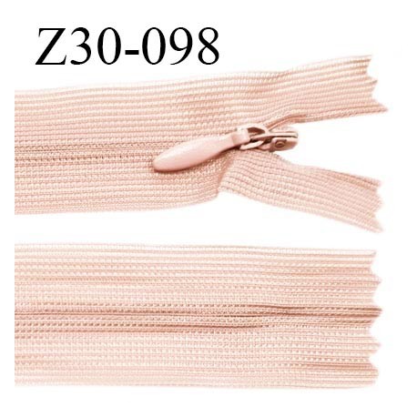 Fermeture zip 30 cm non séparable couleur chair rosé clair largeur 2.5 cm zip nylon invisible prix à l'unité