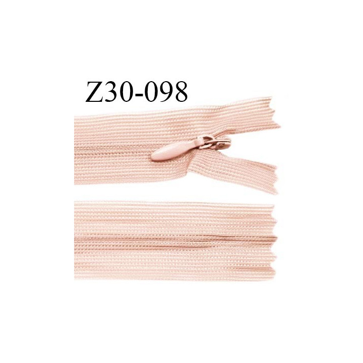 Fermeture zip 30 cm non séparable couleur chair rosé clair largeur 2.5 cm zip nylon invisible prix à l'unité