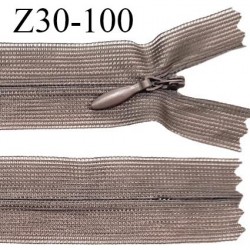 Fermeture zip 30 cm non séparable couleur marron largeur 2.5 cm zip nylon invisible longueur 30 cm largeur 5 mm prix à l'unité
