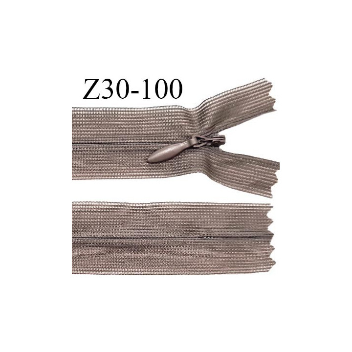 Fermeture zip 30 cm non séparable couleur marron largeur 2.5 cm zip nylon invisible longueur 30 cm largeur 5 mm prix à l'unité