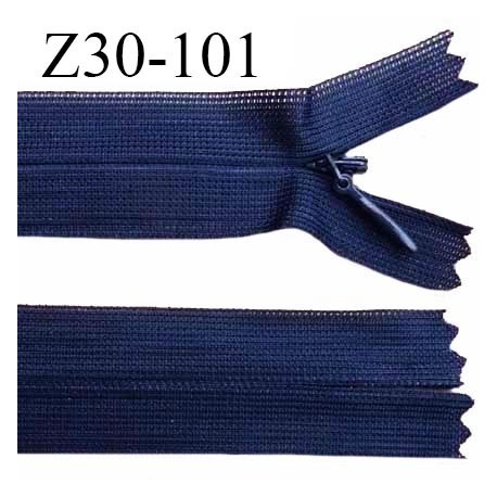 Fermeture zip 30 cm non séparable couleur bleu marine largeur 2.5 cm zip nylon invisible prix à l'unité