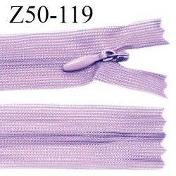 Fermeture zip 50 cm non séparable couleur parme zip glissière nylon invisible largeur 22 mm prix à l'unité