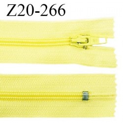 Fermeture zip 20 cm non séparable couleur jaune citron glissière nylon largeur 5 mm longueur 20 cm largeur 27 mm prix à l'unité