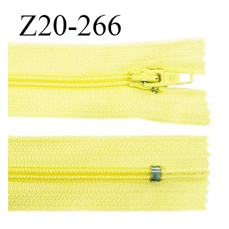 Fermeture zip 20 cm non séparable couleur jaune citron glissière nylon largeur 5 mm longueur 20 cm largeur 27 mm prix à l'unité