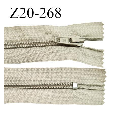 Fermeture zip 20 cm non séparable couleur mastic ou beige clair glissière nylon prix à l'unité