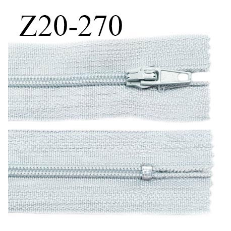 Fermeture zip 20 cm non séparable couleur gris quartz glissière nylon largeur 5 mm longueur 20 cm largeur 27 mm prix à l'unité