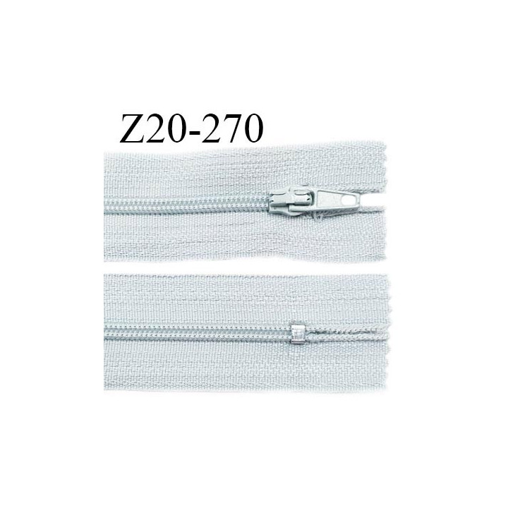 Fermeture zip 20 cm non séparable couleur gris quartz glissière nylon largeur 5 mm longueur 20 cm largeur 27 mm prix à l'unité