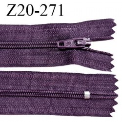 Fermeture zip 20 cm non séparable couleur aubergine glissière nylon largeur 5 mm longueur 20 cm largeur 27 mm prix à l'unité