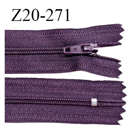 Fermeture zip 20 cm non séparable couleur aubergine glissière nylon largeur 5 mm longueur 20 cm largeur 27 mm prix à l'unité