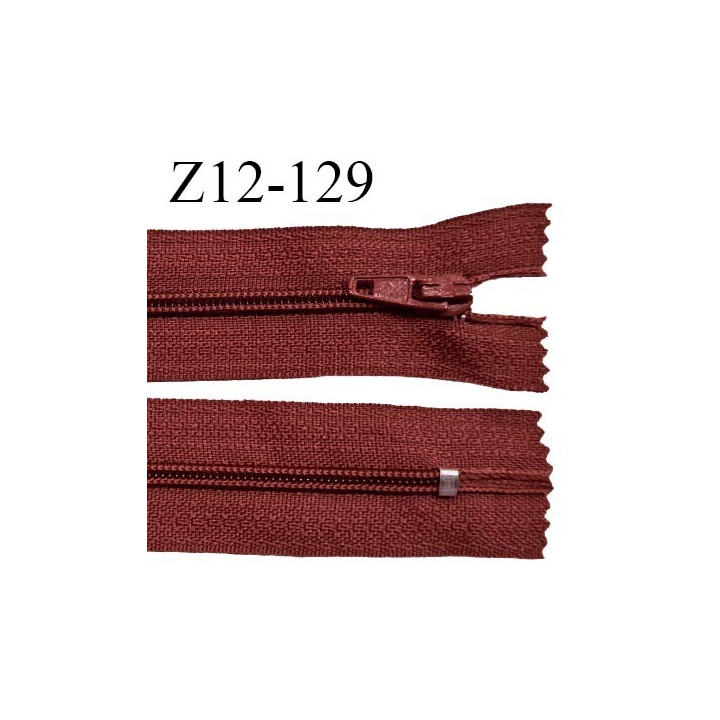 Fermeture zip 12 cm non séparable couleur rouge brun largeur 2.5 cm zip nylon longueur 12 cm largeur 4 mm prix à la pièce