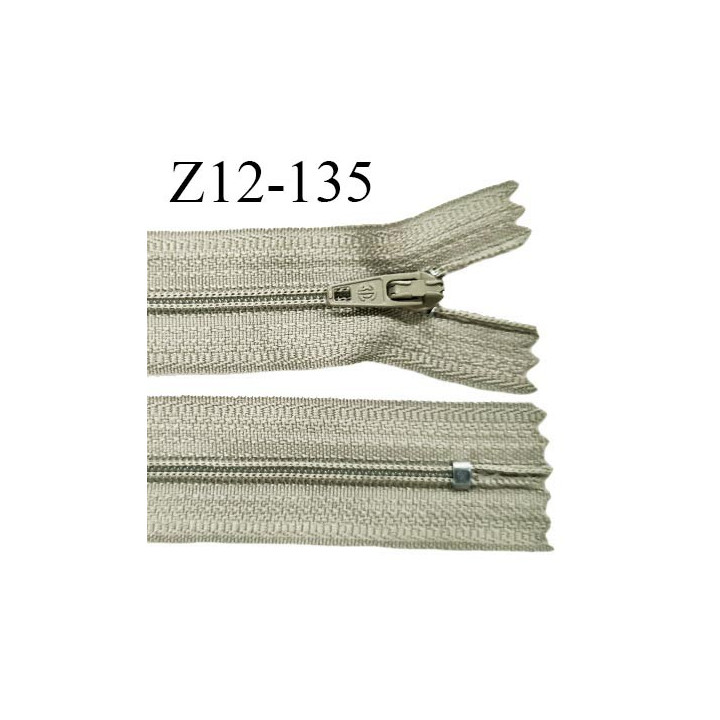 Fermeture zip 12 cm non séparable couleur kaki clair largeur 2.5 cm zip nylon longueur 12 cm largeur 4 mm prix à la pièce