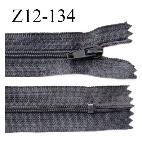 Fermeture zip 12 cm non séparable couleur gris foncé largeur 2.5 cm zip nylon longueur 12 cm largeur 4 mm prix à la pièce