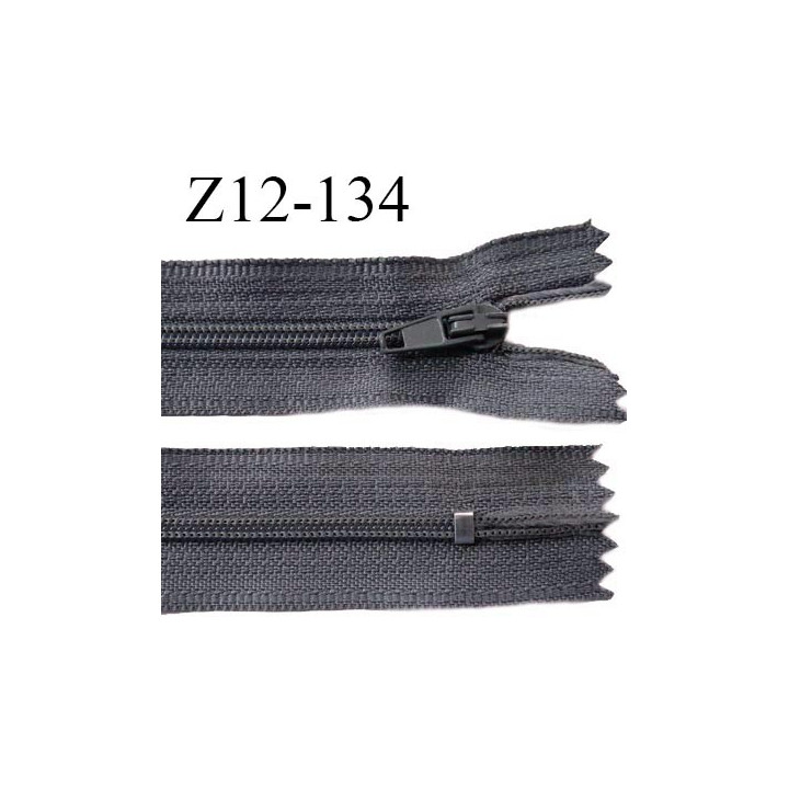 Fermeture zip 12 cm non séparable couleur gris foncé largeur 2.5 cm zip nylon longueur 12 cm largeur 4 mm prix à la pièce
