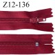 Fermeture zip 12 cm non séparable couleur rouge foncé largeur 2.5 cm zip nylon longueur 12 cm largeur 4 mm prix à la pièce