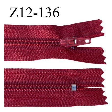 Fermeture zip 12 cm non séparable couleur rouge foncé largeur 2.5 cm zip nylon longueur 12 cm largeur 4 mm prix à la pièce