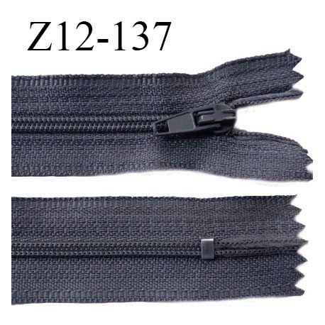 Fermeture zip 12 cm non séparable couleur gris bleuté foncé largeur 2.5 cm zip nylon longueur 12 cm largeur 4 mm prix à la pièce