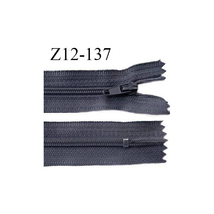 Fermeture zip 12 cm non séparable couleur gris bleuté foncé largeur 2.5 cm zip nylon longueur 12 cm largeur 4 mm prix à la pièce