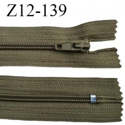 Fermeture zip 12 cm non séparable couleur kaki largeur 2.5 cm zip nylon longueur 12 cm largeur 4 mm prix à la pièce