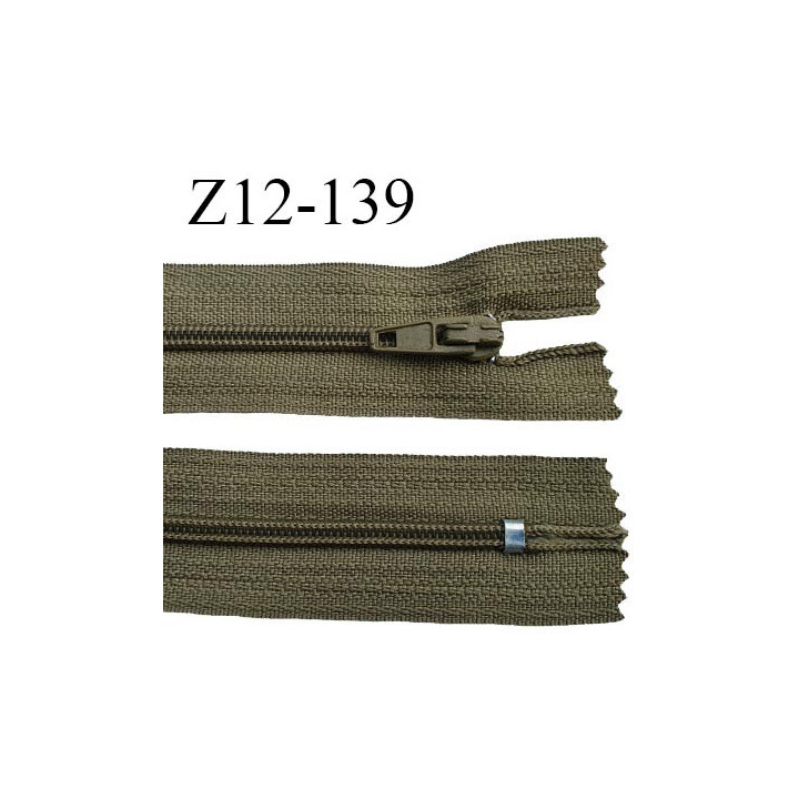 Fermeture zip 12 cm non séparable couleur kaki largeur 2.5 cm zip nylon longueur 12 cm largeur 4 mm prix à la pièce