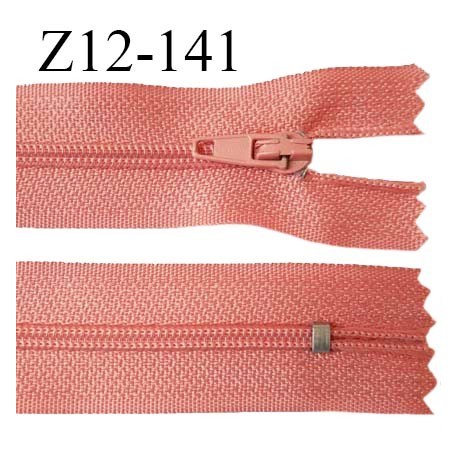Fermeture zip 12 cm non séparable couleur corail largeur 2.5 cm zip nylon longueur 12 cm largeur 4 mm prix à la pièce