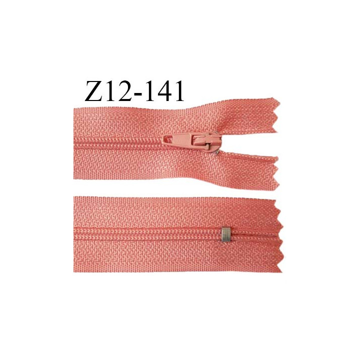 Fermeture zip 12 cm non séparable couleur corail largeur 2.5 cm zip nylon longueur 12 cm largeur 4 mm prix à la pièce