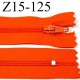 fermeture éclair longueur 15 cm  couleur orange non séparable largeur 2.5 cm zip nylon largeur du zip 4 mm