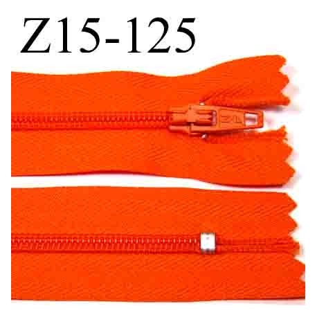 fermeture éclair longueur 15 cm couleur orange non séparable largeur 2.5 cm zip nylon largeur du zip 4 mm