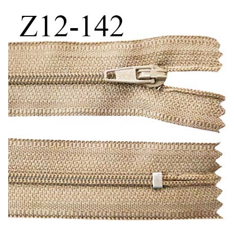 Fermeture zip 12 cm non séparable couleur beige largeur 2.5 cm zip nylon longueur 12 cm largeur 4 mm prix à la pièce
