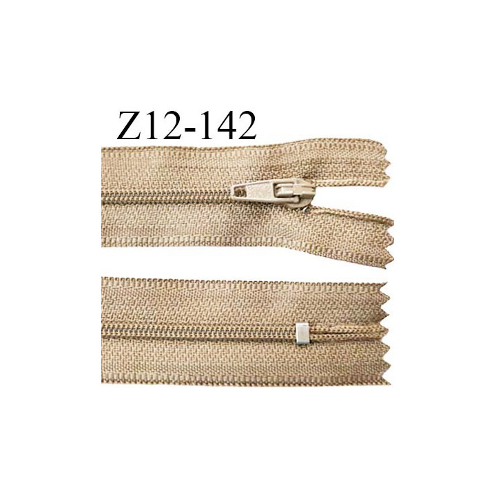 Fermeture zip 12 cm non séparable couleur beige largeur 2.5 cm zip nylon longueur 12 cm largeur 4 mm prix à la pièce