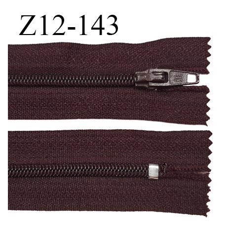 Fermeture zip 12 cm non séparable couleur prune largeur 2.5 cm zip nylon longueur 12 cm largeur 4 mm prix à la pièce