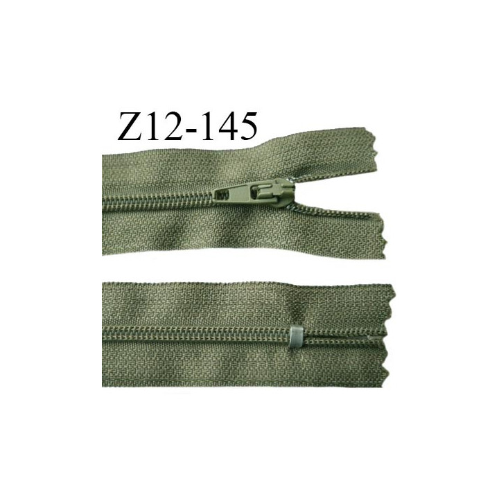 Fermeture zip 12 cm non séparable couleur kaki largeur 2.5 cm zip nylon longueur 12 cm largeur 4 mm prix à la pièce