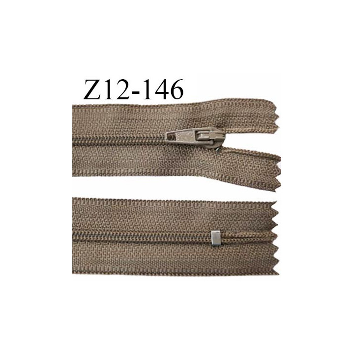 Fermeture zip 12 cm non séparable couleur marron clair largeur 2.5 cm zip nylon longueur 12 cm largeur 4 mm prix à la pièce