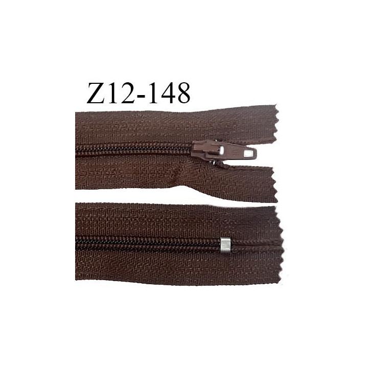 Fermeture zip 12 cm non séparable couleur marron largeur 2.5 cm zip nylon longueur 12 cm largeur 4 mm prix à la pièce