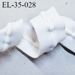 élastique 38 mm plat fronceur ou à smock souple couleur naturel avec cordon intérieur 5 mm blanc largeur 38 mm  prix au mètre