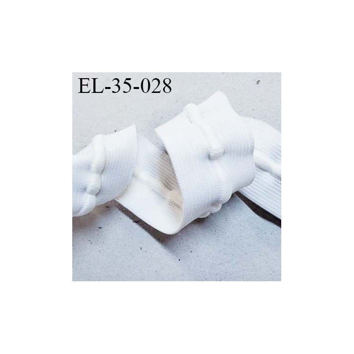 élastique 38 mm plat fronceur ou à smock souple couleur naturel avec cordon intérieur 5 mm blanc largeur 38 mm  prix au mètre