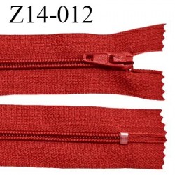 Fermeture zip 14 cm non séparable couleur rouge zip glissière nylon invisible prix à l'unité