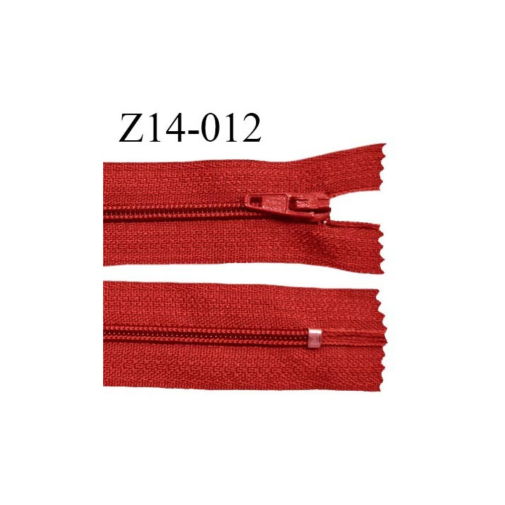 Fermeture zip 14 cm non séparable couleur rouge zip glissière nylon invisible prix à l'unité