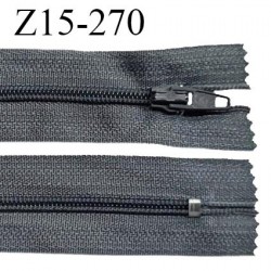 Fermeture zip 15 cm couleur gris non séparable largeur 2.5 cm glissière nylon largeur 4 mm longueur 15 cm prix à l'unité