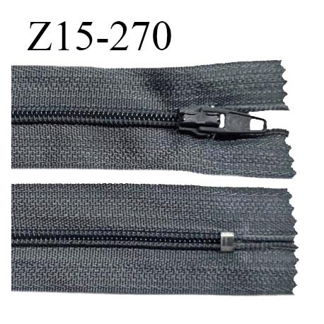 Fermeture zip 15 cm couleur gris non séparable largeur 2.5 cm glissière nylon largeur 4 mm longueur 15 cm prix à l'unité