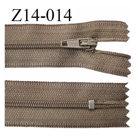Fermeture zip 14 cm non séparable couleur marron clair zip glissière nylon invisible prix à l'unité