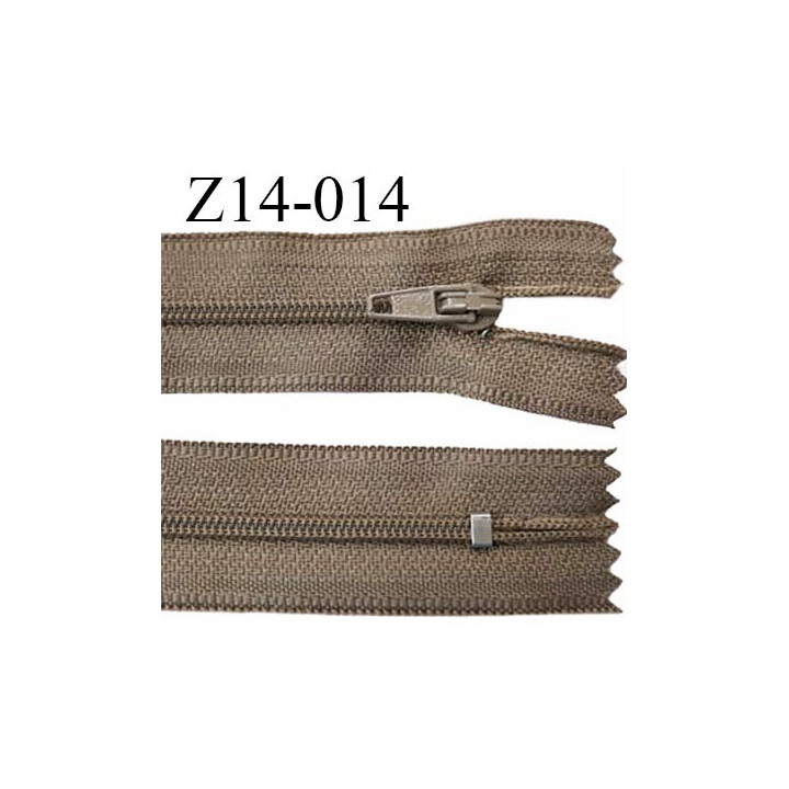 Fermeture zip 14 cm non séparable couleur marron clair zip glissière nylon invisible prix à l'unité