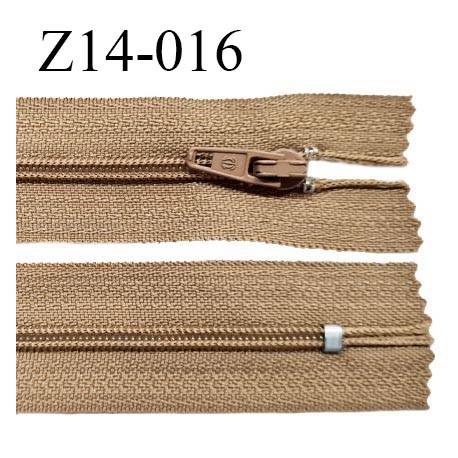 Fermeture zip 14 cm non séparable couleur caramel clair zip glissière nylon invisible prix à l'unité