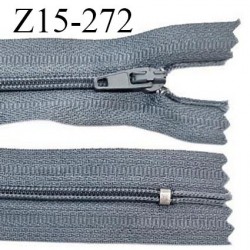 Fermeture zip 15 cm couleur gris non séparable largeur 2.5 cm glissière nylon largeur 4 mm longueur 15 cm prix à l'unité