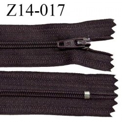 Fermeture zip 14 cm non séparable couleur marron tirant sur le prune zip glissière nylon invisible prix à l'unité