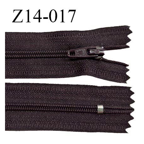 Fermeture zip 14 cm non séparable couleur marron tirant sur le prune zip glissière nylon invisible prix à l'unité